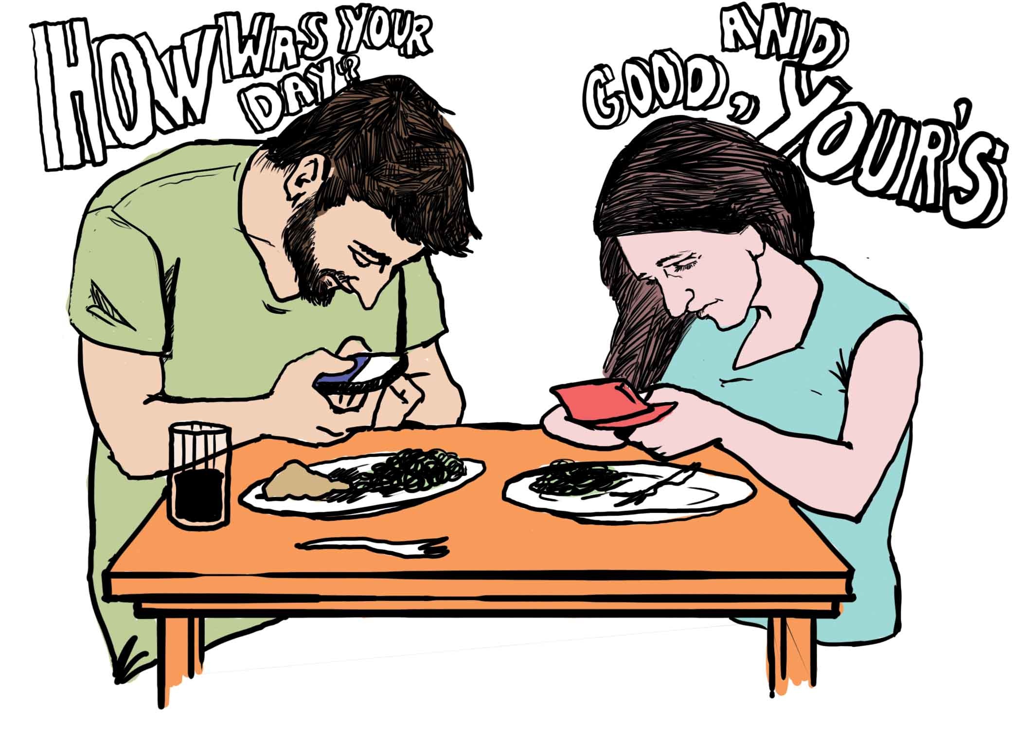 texting at the table